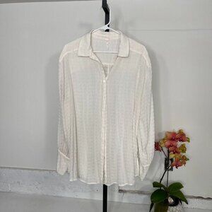 Free Poeple Womens White Classic Look Lightweight Button Up Shirt Size Top Small